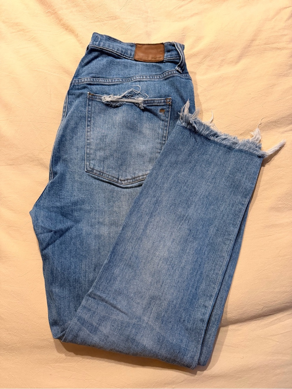 Madewell Light Blue Frayed Hem Ankle Jeans